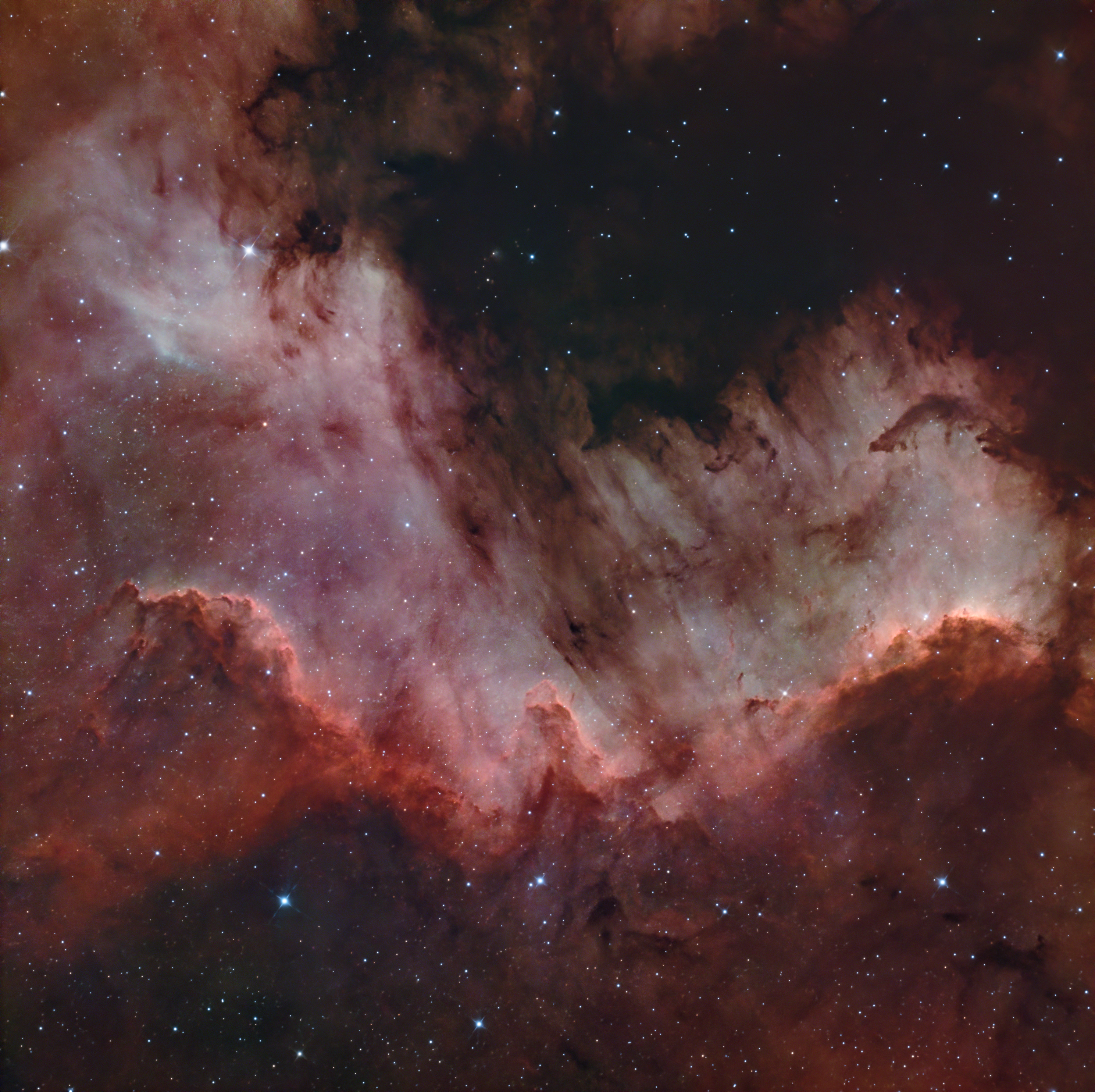 The Cygnus Wall region of the North America Nebula